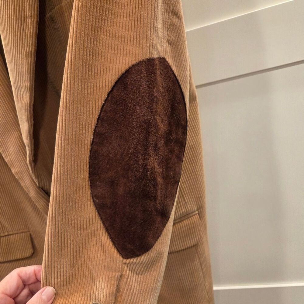 Vintage Clifford & Wills Corduroy Women's Camel Blazer Suede Collar Elbow Patch - Picture 3 of 9